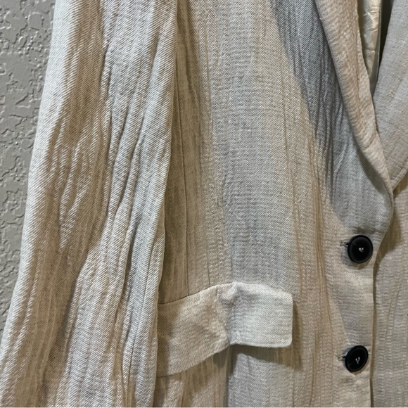 Zara | Linen Blend Neutral Contemporary Lagenlook Long Coat Size: Medium - Picture 5 of 5